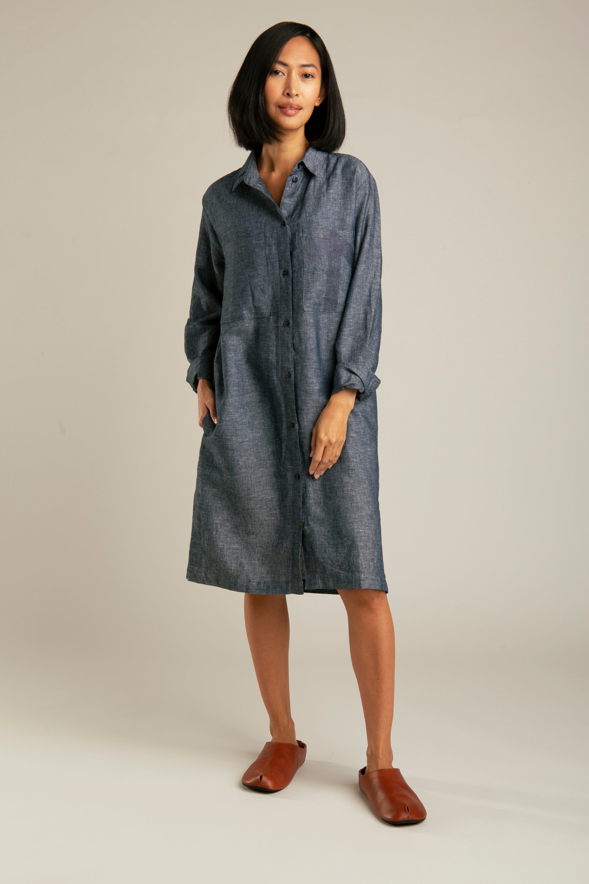 Linen denim dress best sale