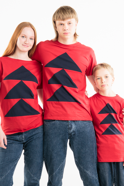 Limited edition: Up-shirt for kids, Tree motif | Red, blue