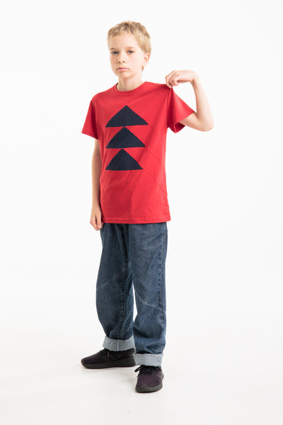 Limited edition: Up-shirt for kids, Tree motif | Red, blue