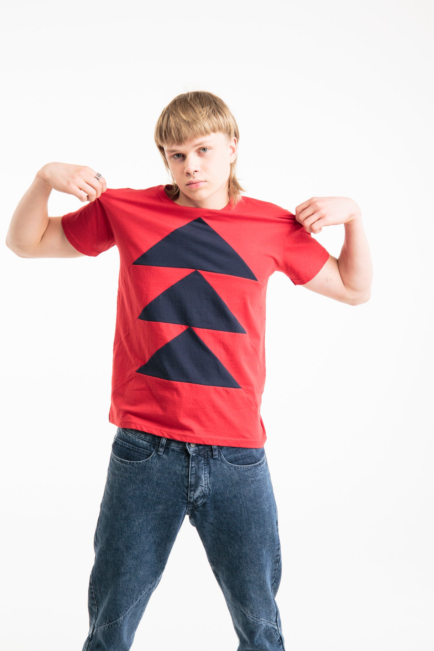 Limited edition: Up-shirt for men, Tree motif | Red, blue