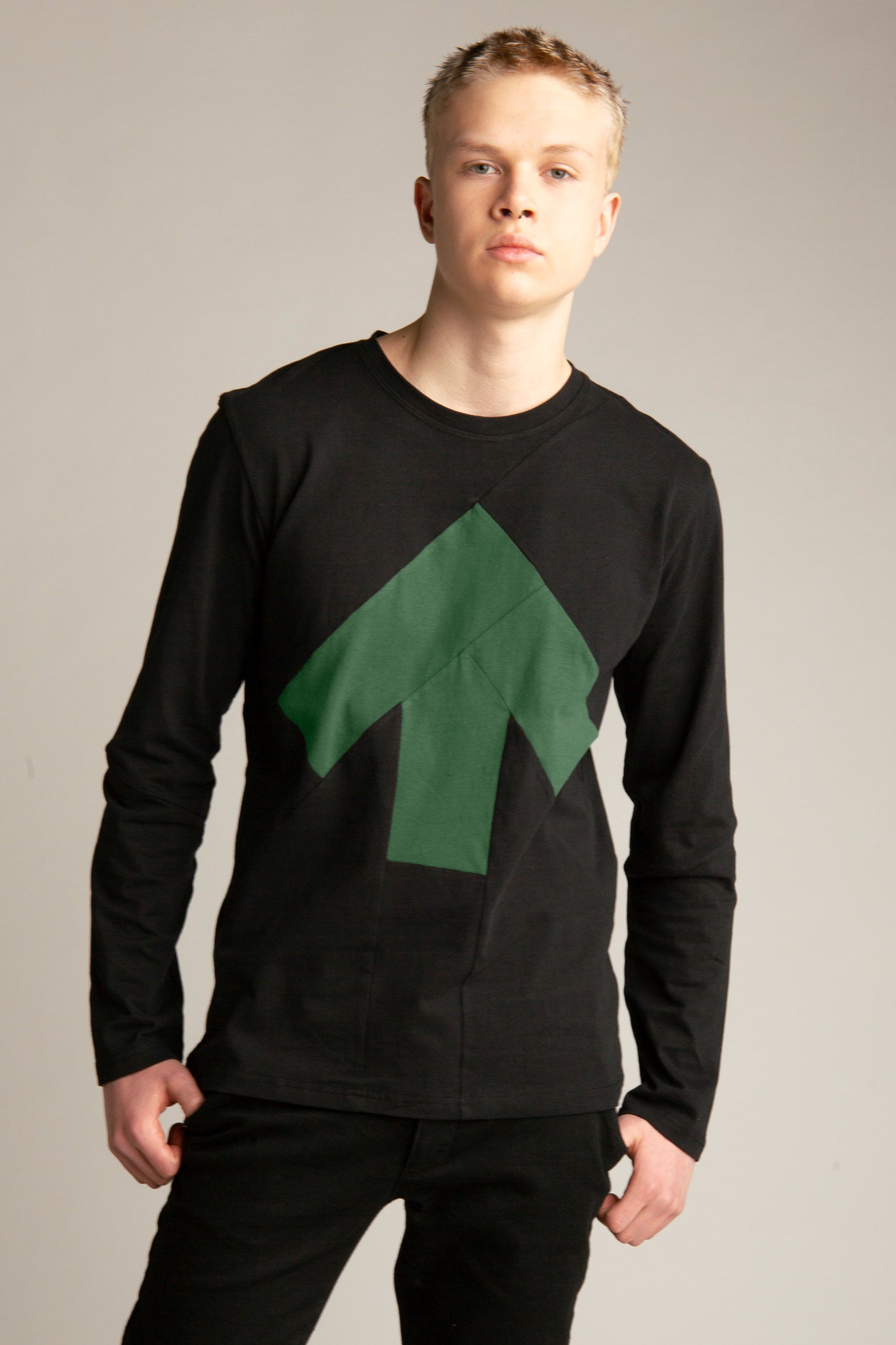 Up-shirt for men, long sleeves | Black, green