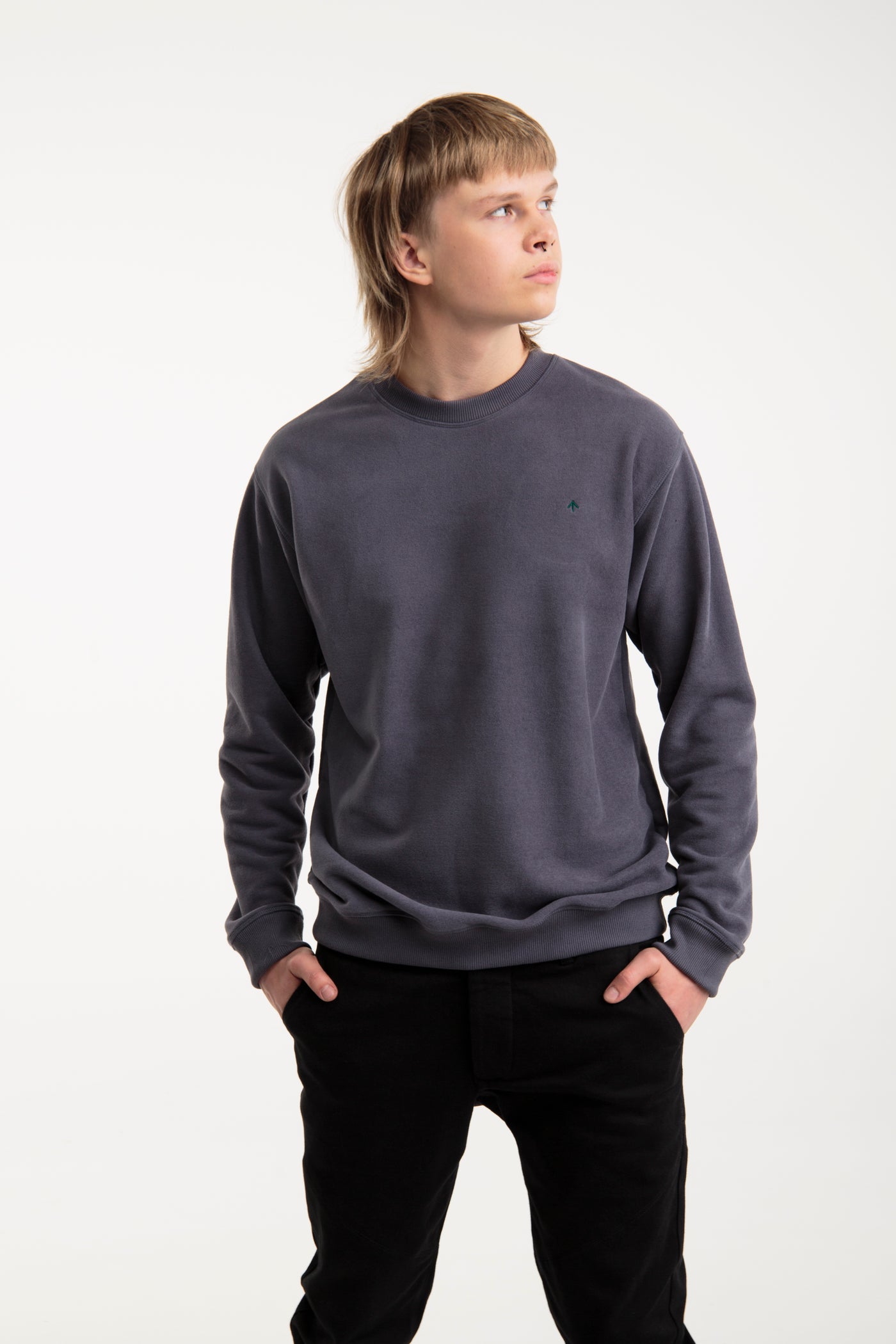 Basic sweatshirt with arrow embroidery for men | Grey