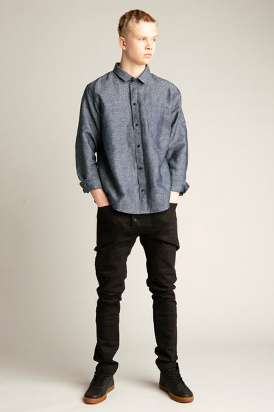 Denim Linen Shirt for Men | Blue