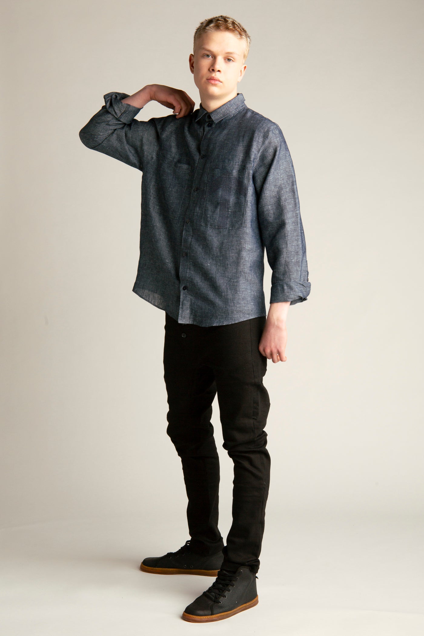 Denim Linen Shirt for Men | Blue