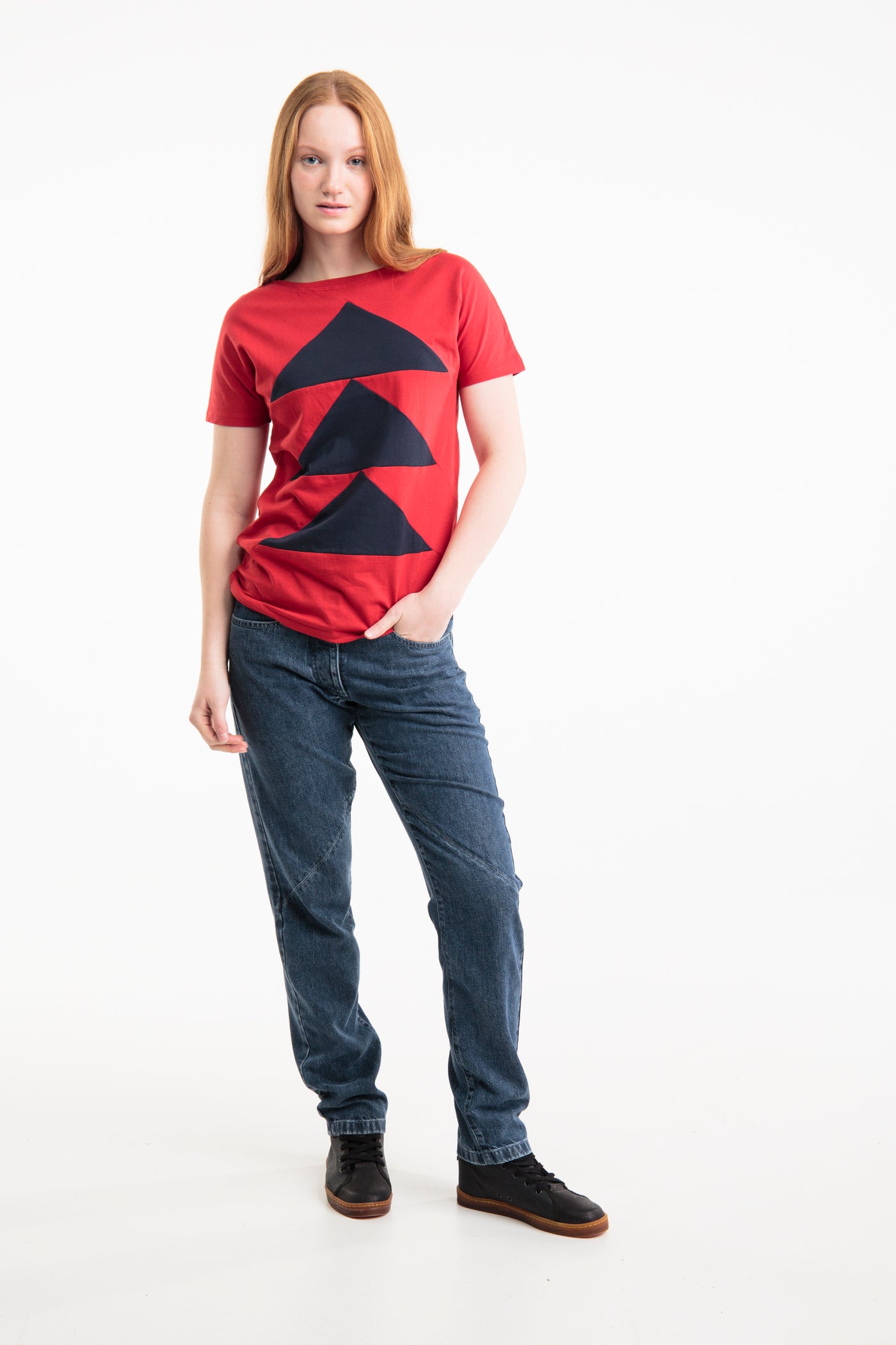 Limited edition: Up-shirt for women, Tree motif | Red, blue