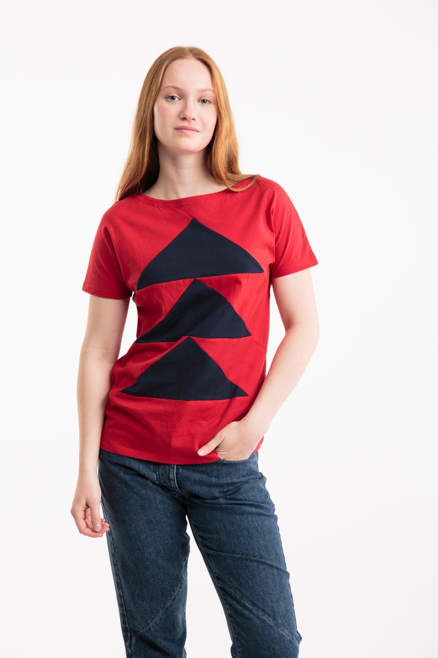 Limited edition: Up-shirt for women, Tree motif | Red, blue