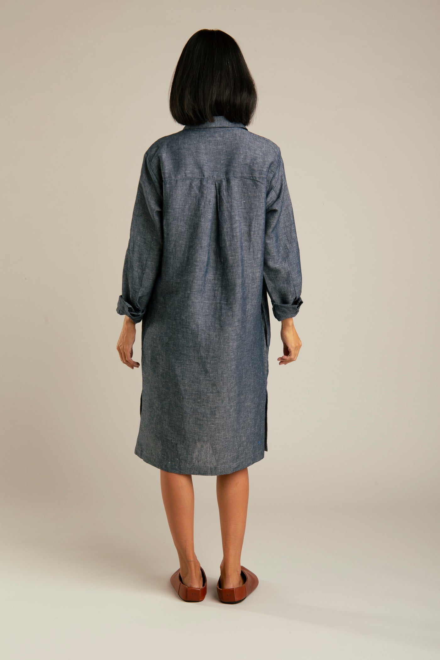 Denim Linen Dress | Blue