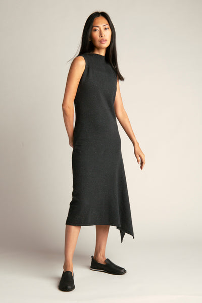 Knitted dress from recycled denim I Black